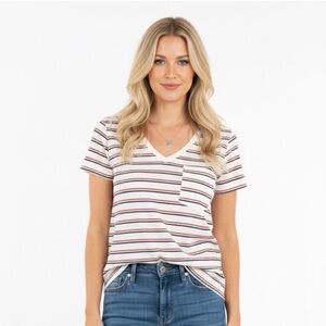 Universal Threads Striped V-Neck Pocket Tee